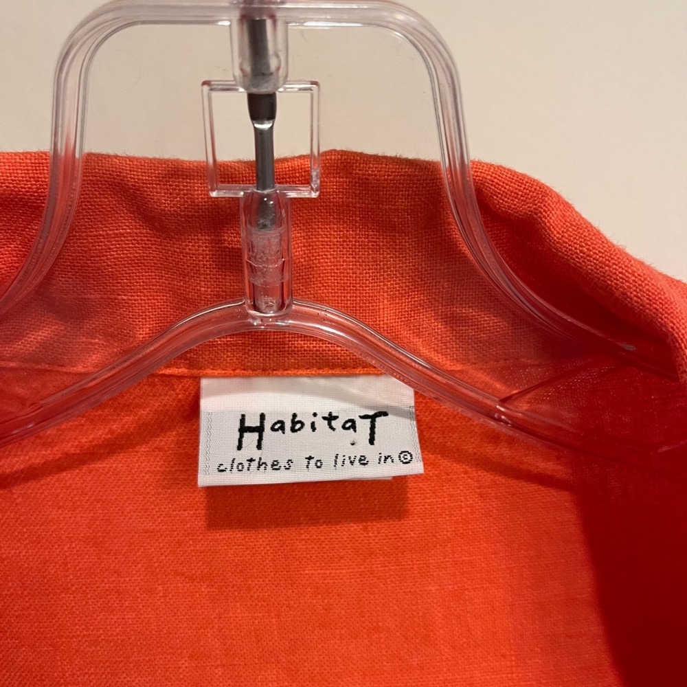 Habitat Jacket Topper Blazer 100% Linen Flax Orange Coral Mother of Pearl Medium - Picture 5 of 7